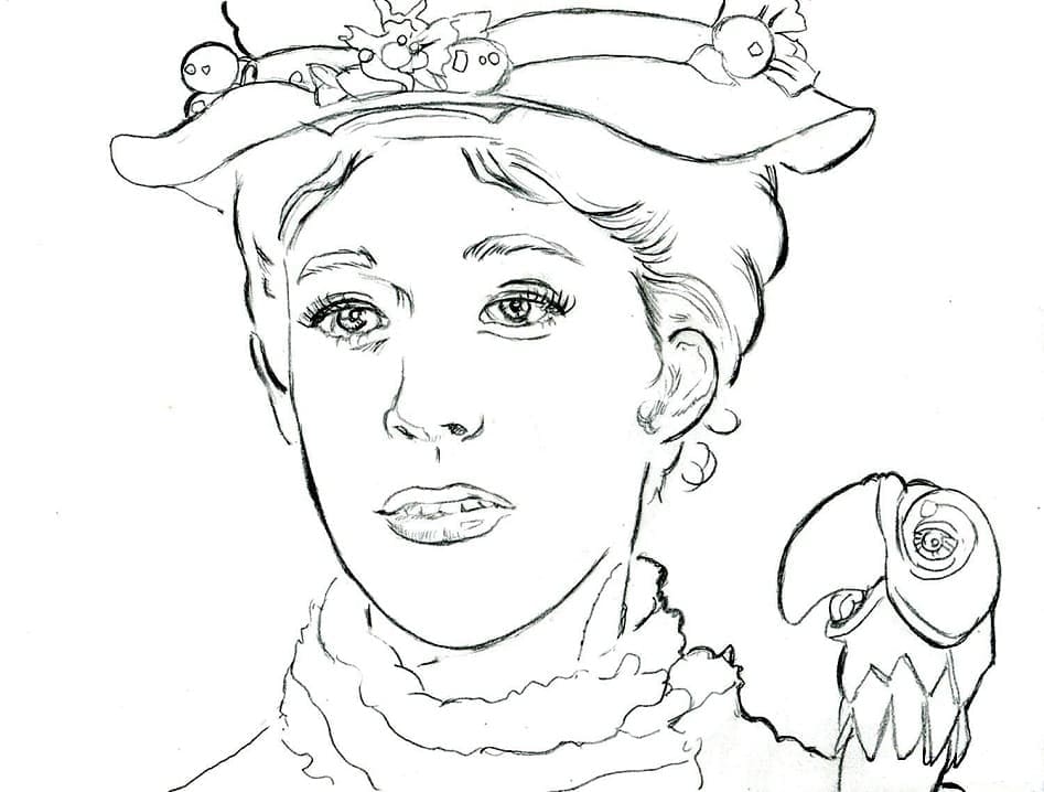 Tvář Mary Poppins omalovánka