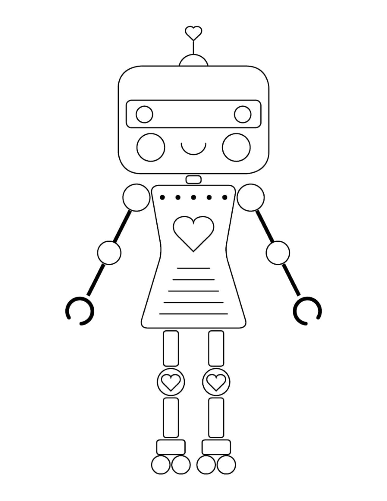 Usmívající Se Dívka Robot omalovánka