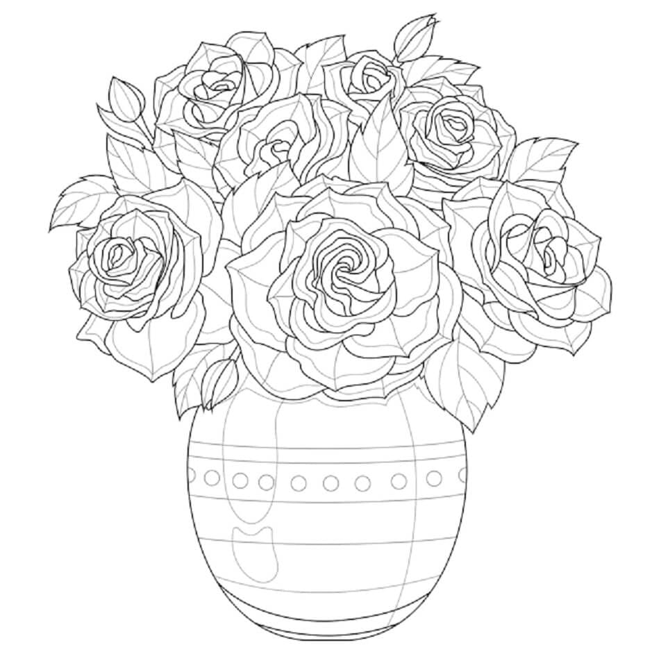Váza s Růží omalovánka