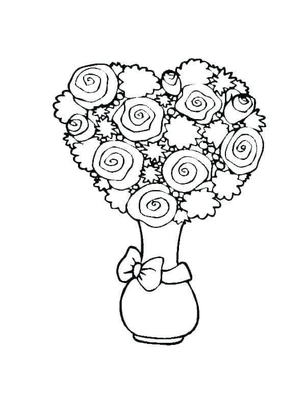 Váza Srdce Růže omalovánka