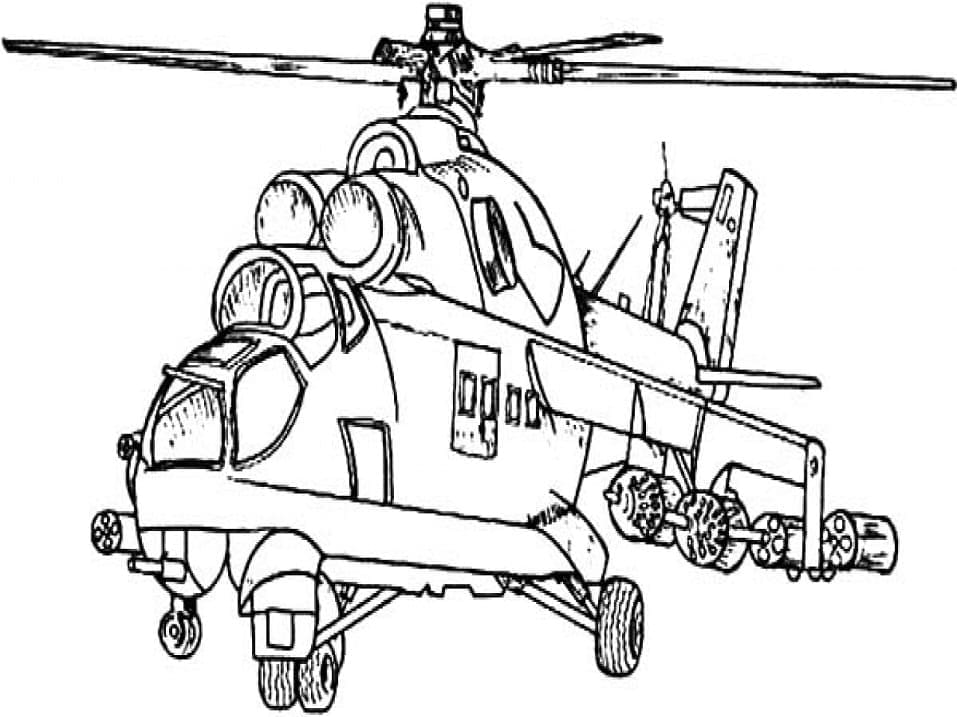 Vojenský Vrtulník omalovánka