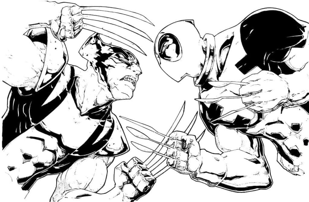 Wolverine Boj Deadpool omalovánka
