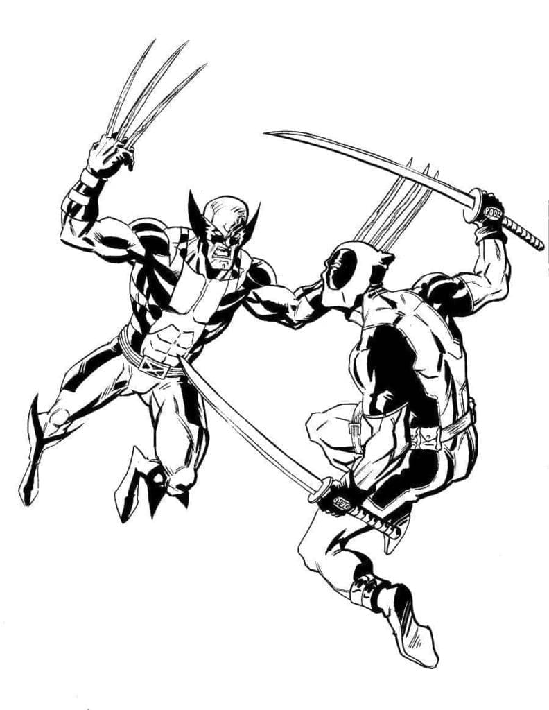 Wolverine s Deadpoolem omalovánka