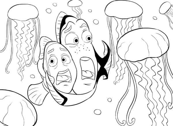 Zachránit Nemo s Přáteli a Medúzy omalovánka