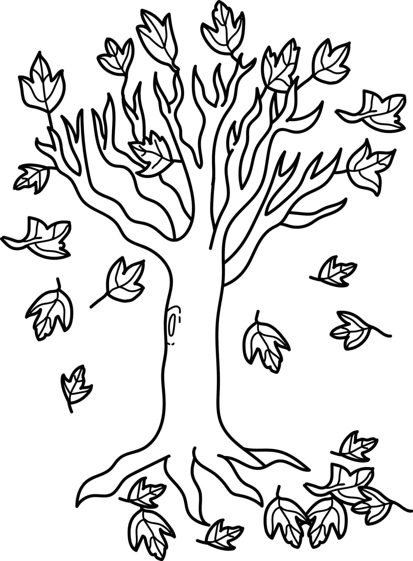 Základní Strom Na Podzim omalovánka