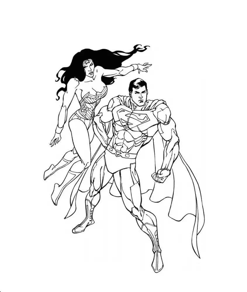 Zázračná žena a Superman omalovánka
