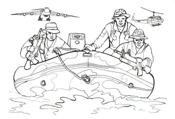 Omalovánka Armáda Pluje Loď Na řece