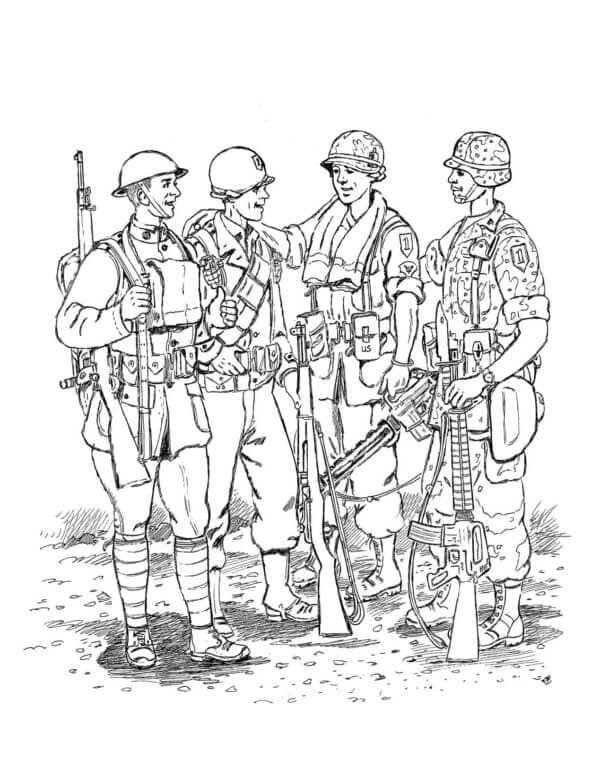 Omalovánka Čtyři Vojáci Přátelství