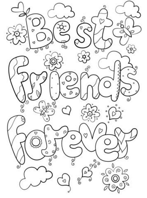 Omalovánka Doodle Beste Vrienden Voor Altijd