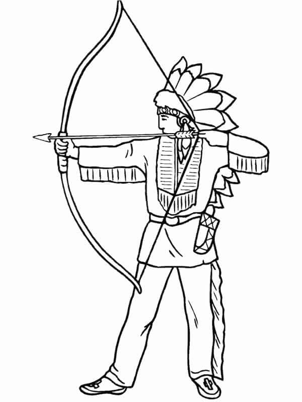 Indiánský bojovník Archer omalovánka