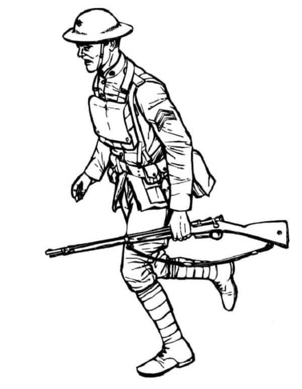 Omalovánka Kresba Voják Běží