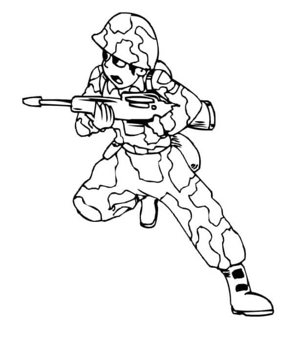 Malý Voják Drží Zbraň omalovánka