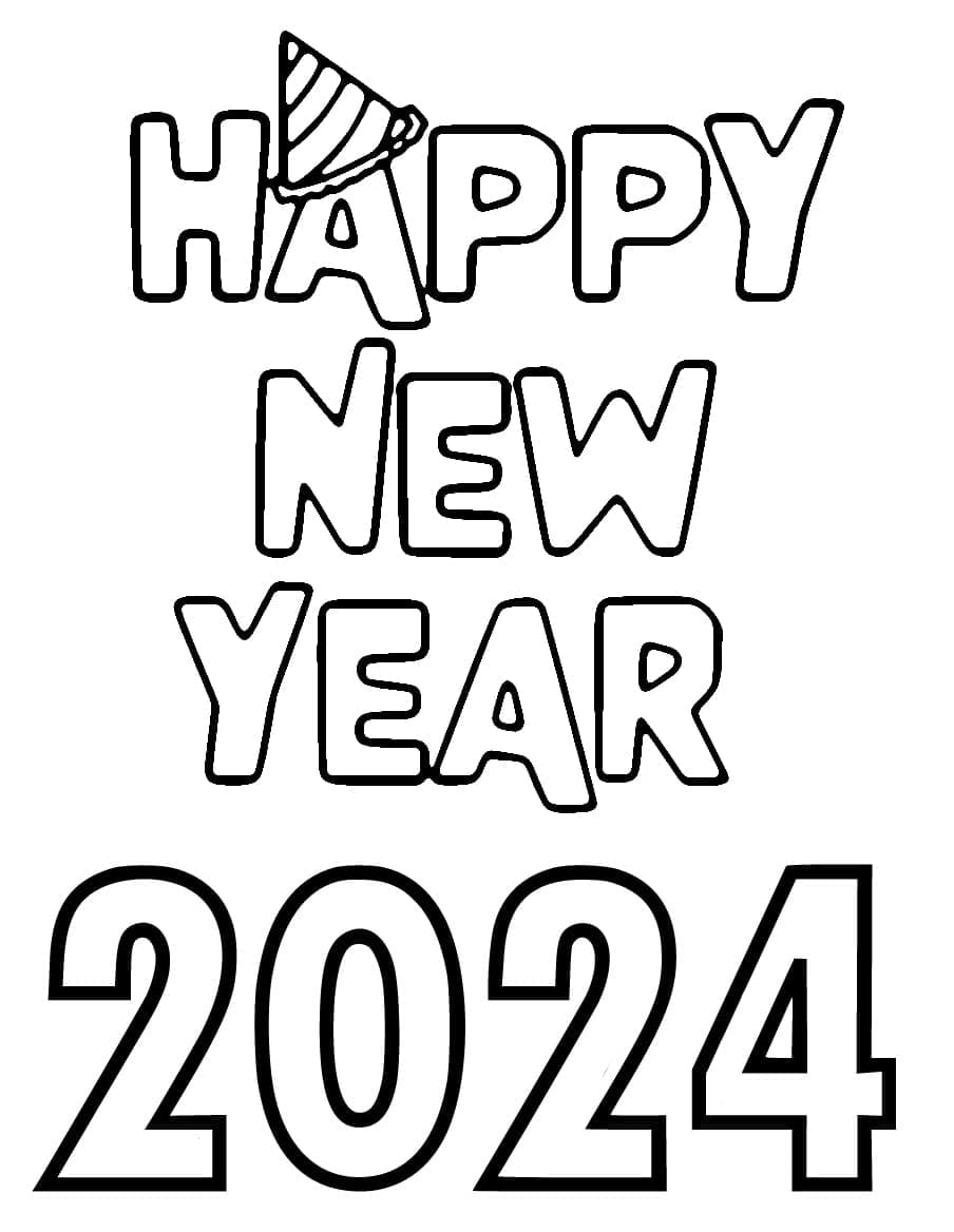 Nový Rok 2024 Obrázek omalovánka