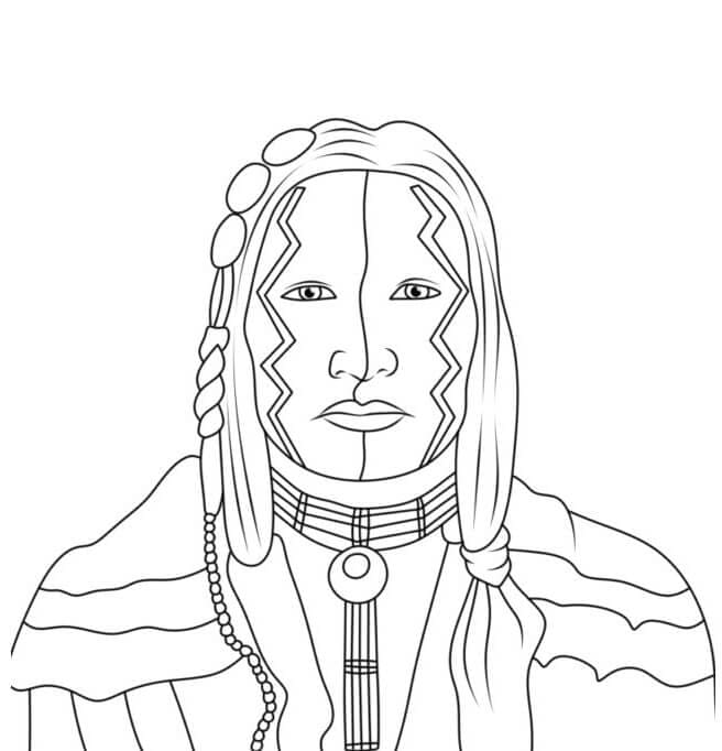 Portrét domorodého Američana omalovánka