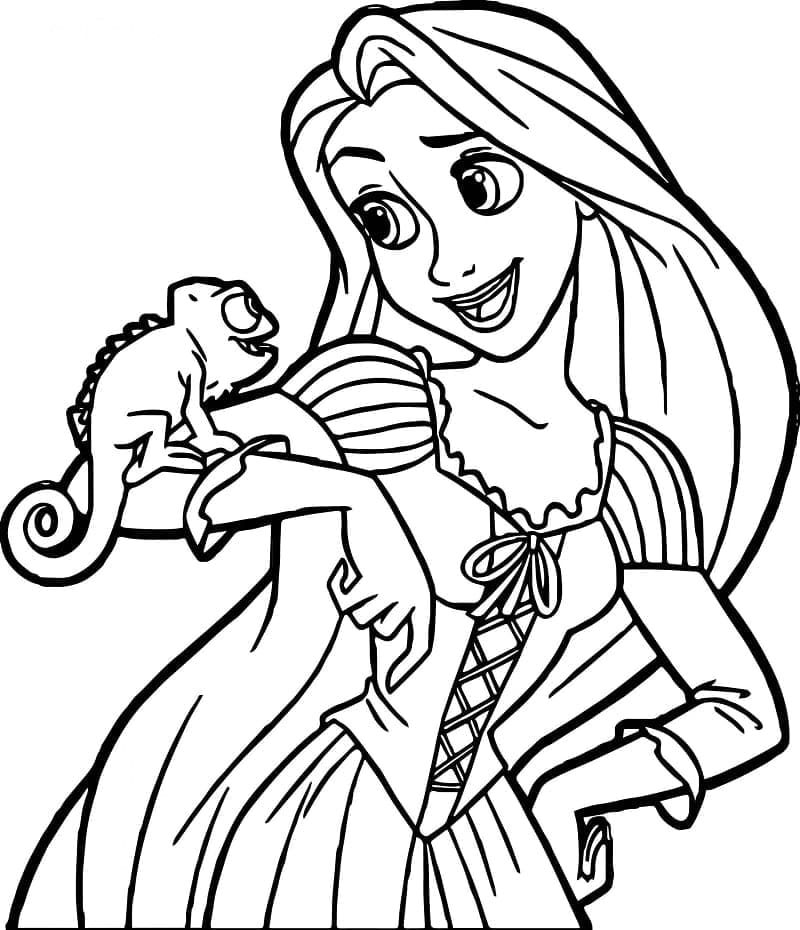 Princezna Rapunzel a Pascal omalovánka
