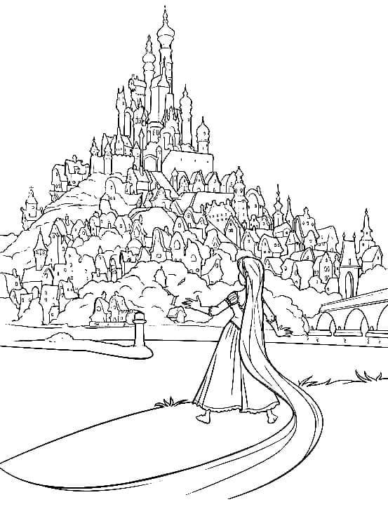 Princezna Rapunzel a Zámek Zdarma omalovánka