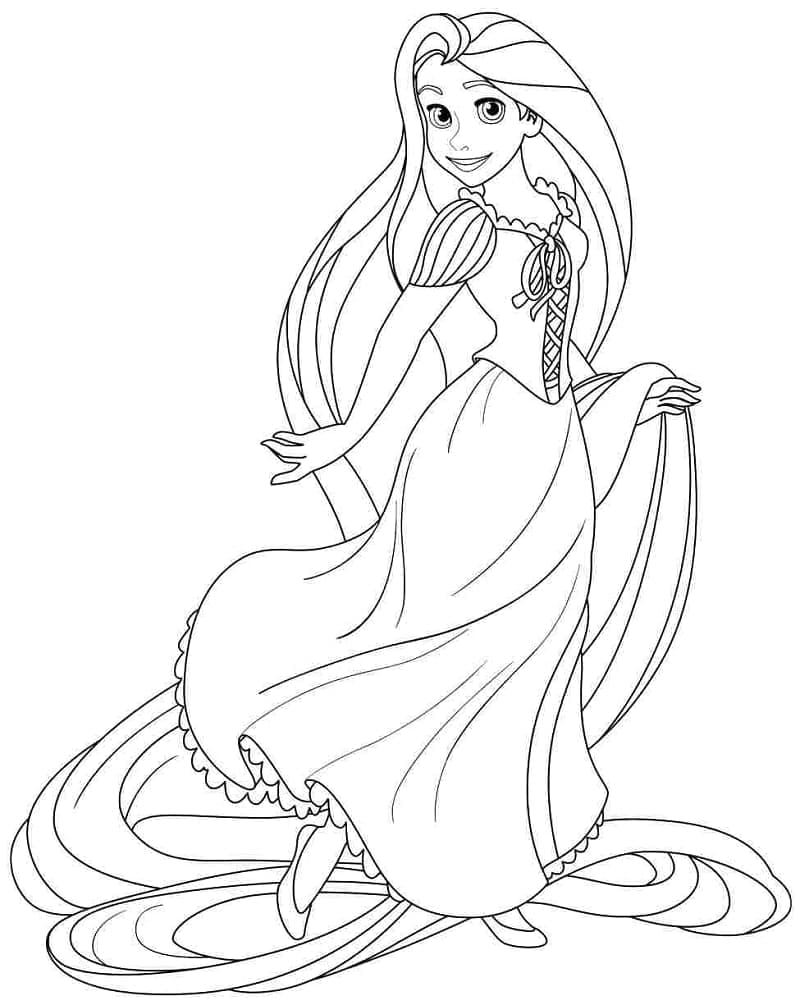 Princezna Rapunzel k Tisku Zdarma omalovánka
