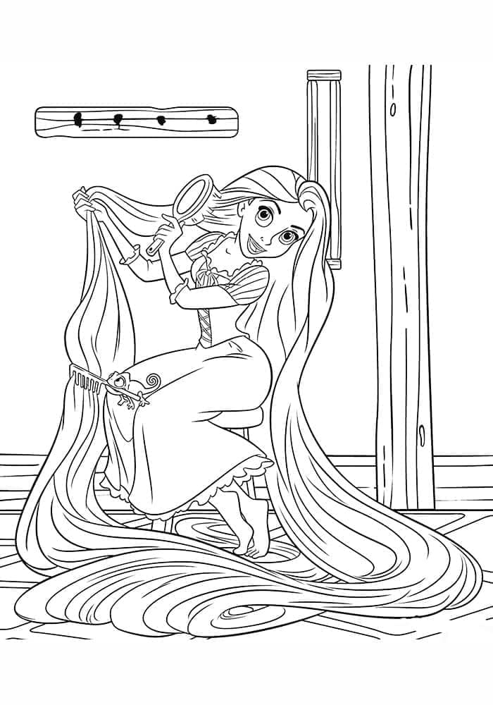 Princezna Rapunzel k Vytisknutí Zdarma omalovánka