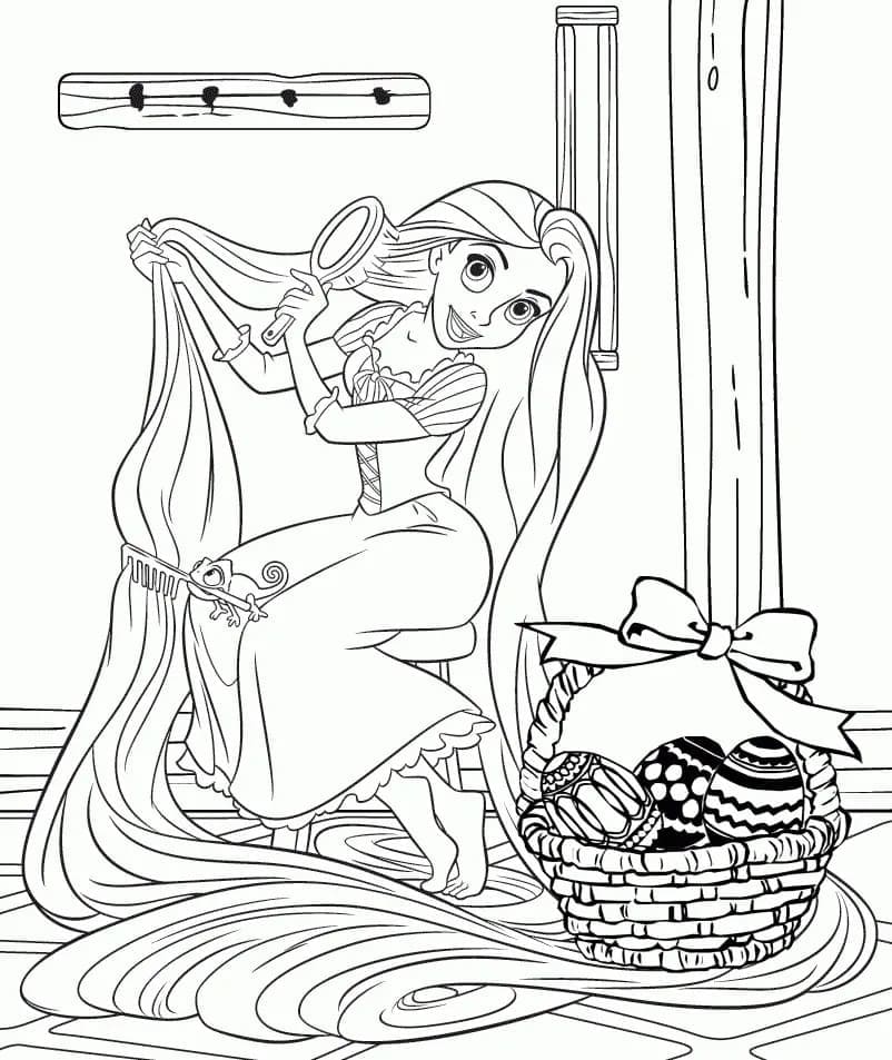 Rapunzel a Velikonoční Košík omalovánka