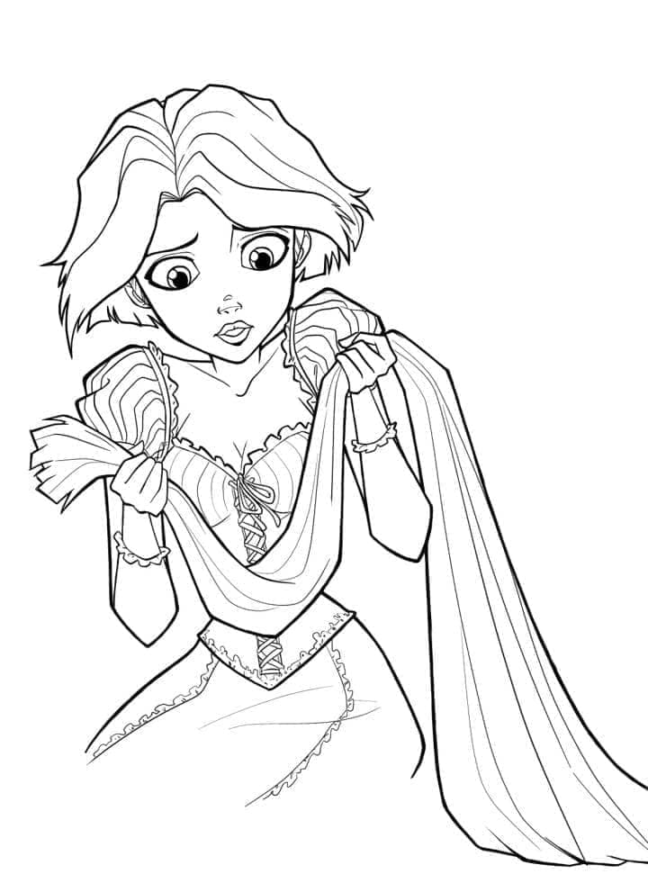 Smutná Princezna Rapunzel omalovánka