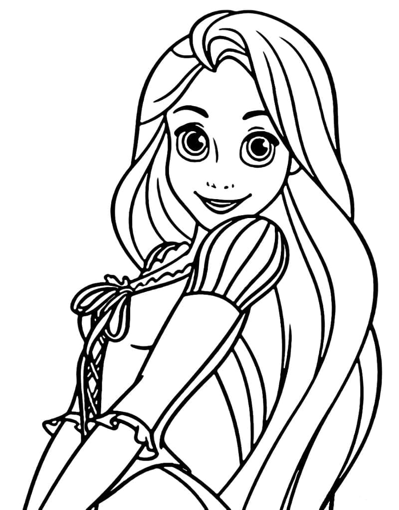 Usměvavá Princezna Rapunzel omalovánka