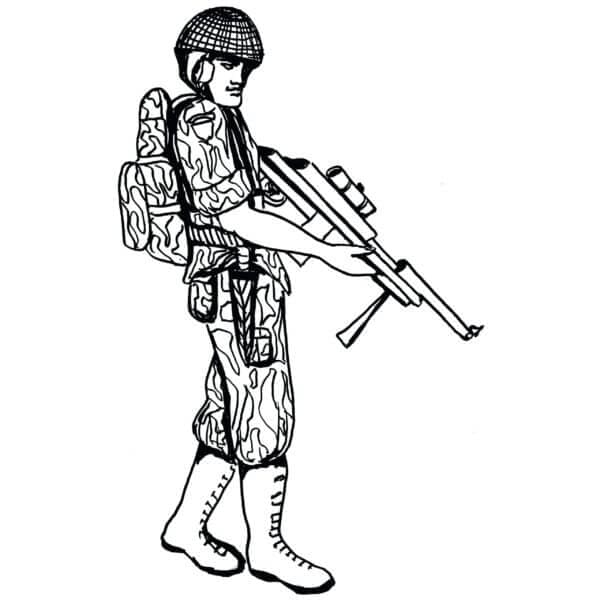 Omalovánka Voják Ve Vojenské Uniformě