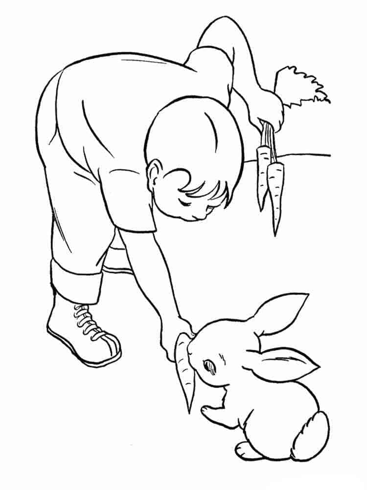 Chlapec a zajíc omalovánka