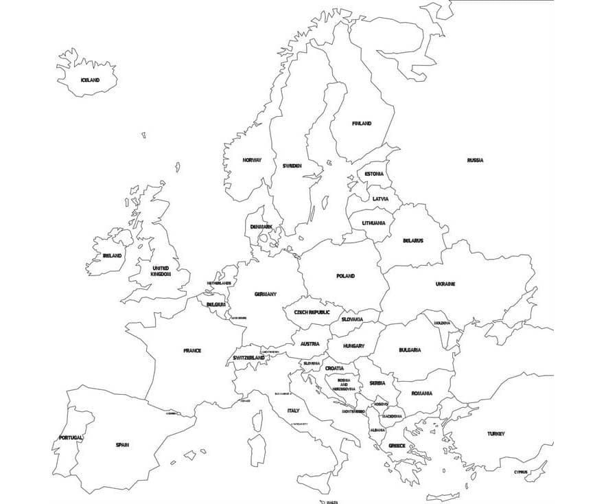 Europe Map HD Pěkný omalovánka