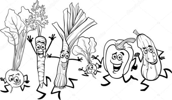 Omalovánka Legrační kreslená zelenina