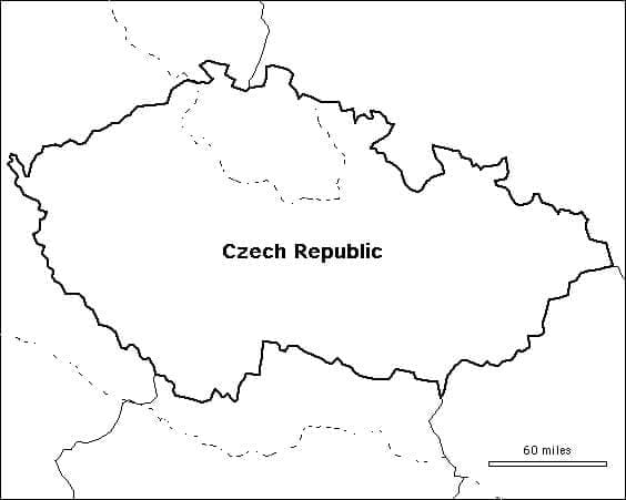 Mapa České Republiky k Tisku omalovánka