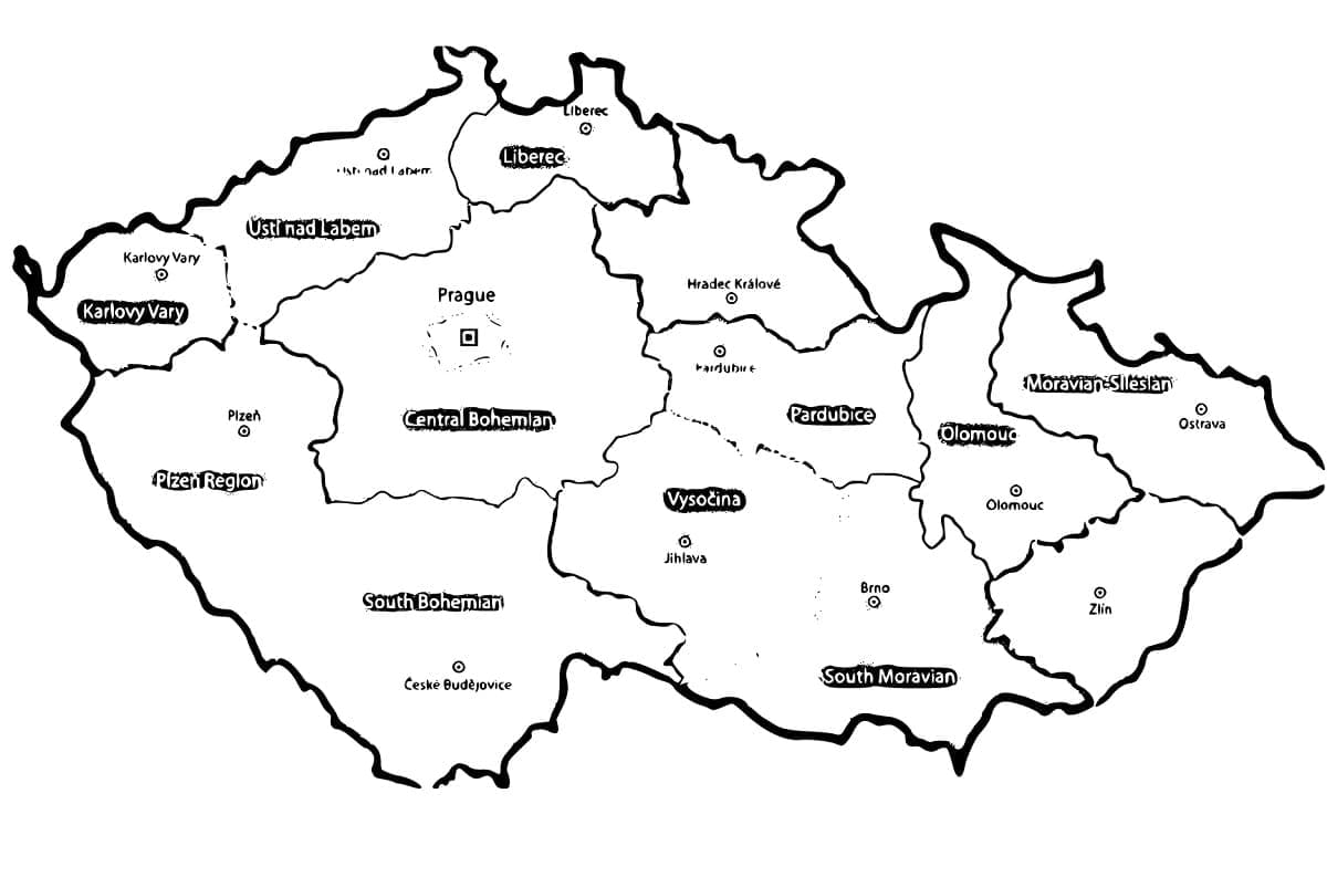 Mapa Česka omalovánky