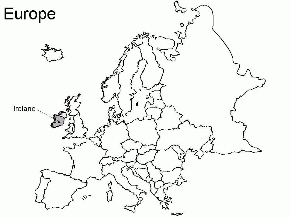 Mapa Evropy Dobrá omalovánka