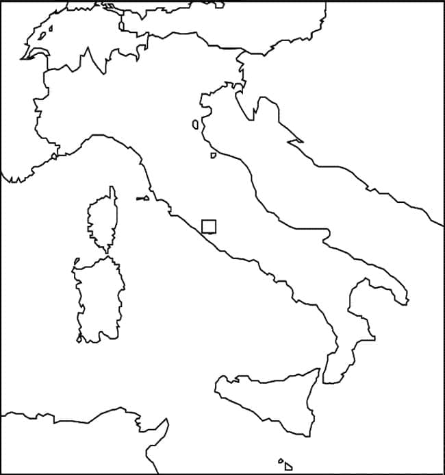 Mapa Itálie k tisku zdarma omalovánka