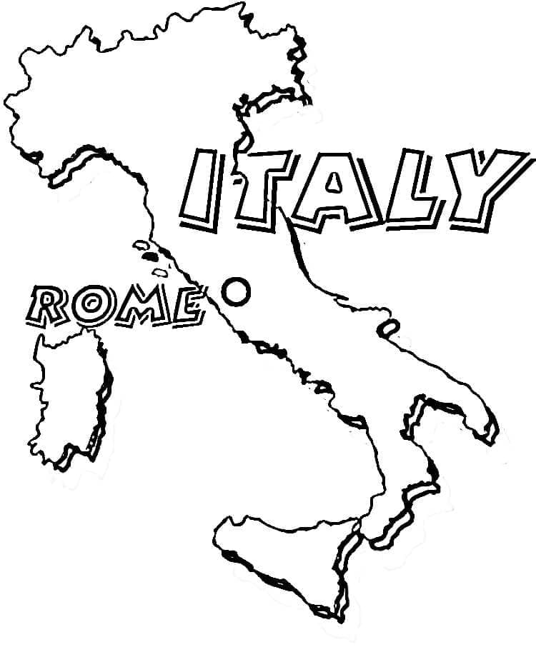 Mapa Itálie Zdarma omalovánka