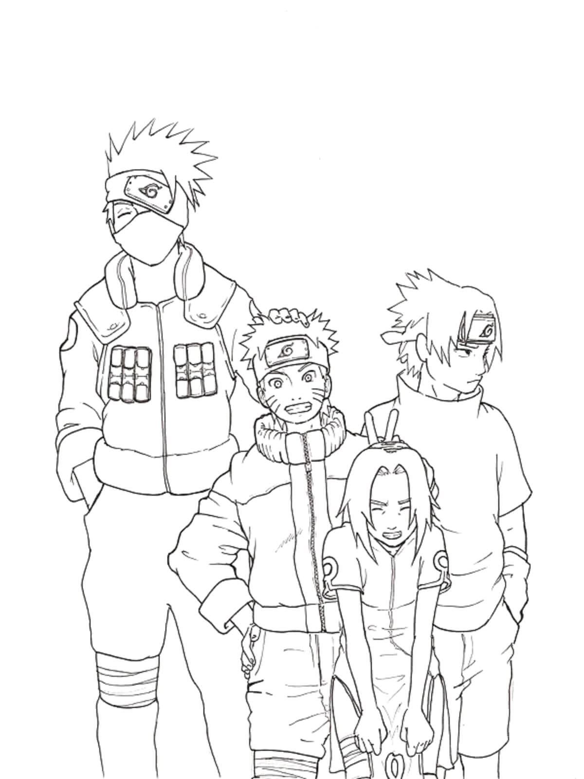 Naruto a Přátelé s Učitelem omalovánka