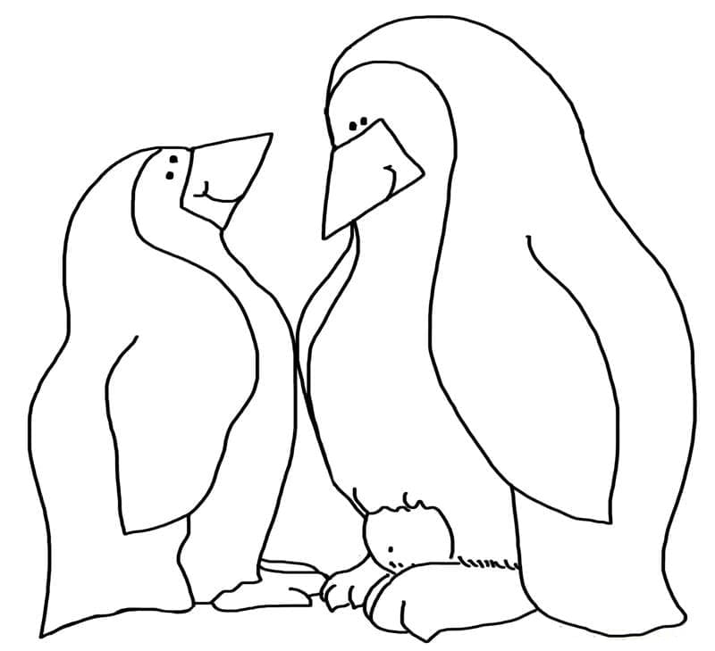 Omalovánka Obrázek Dva Tučňáci