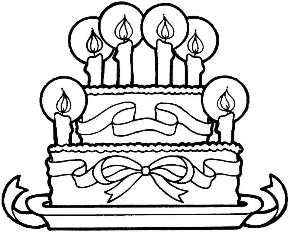 Pěkný narozeninový dort omalovánka
