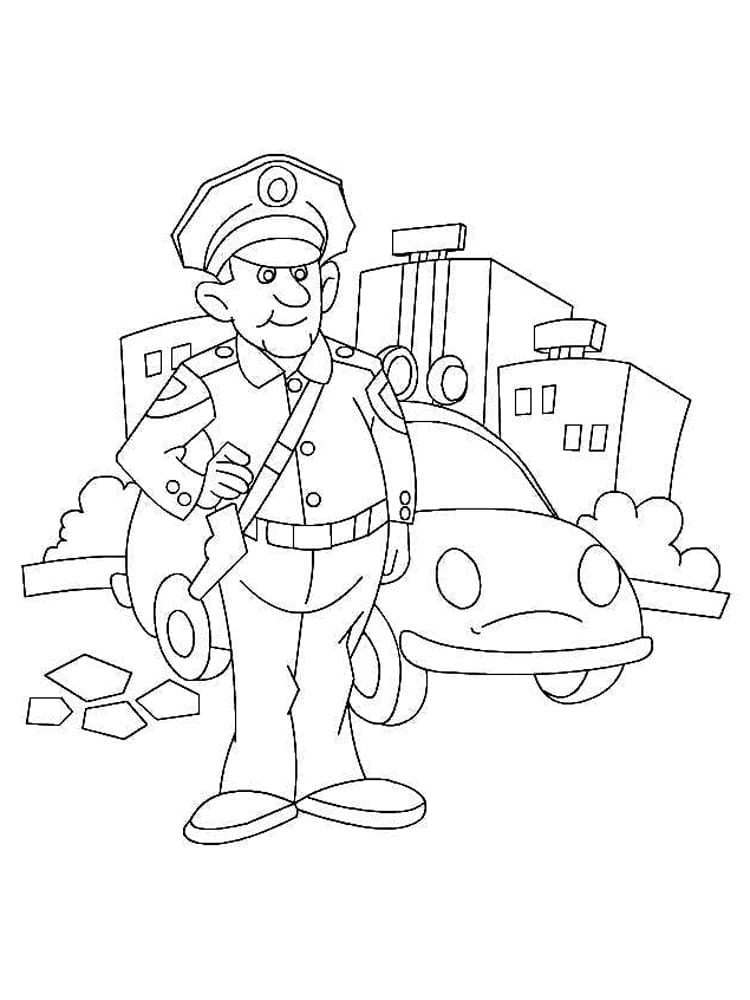 Policista a Jeho Auto omalovánka