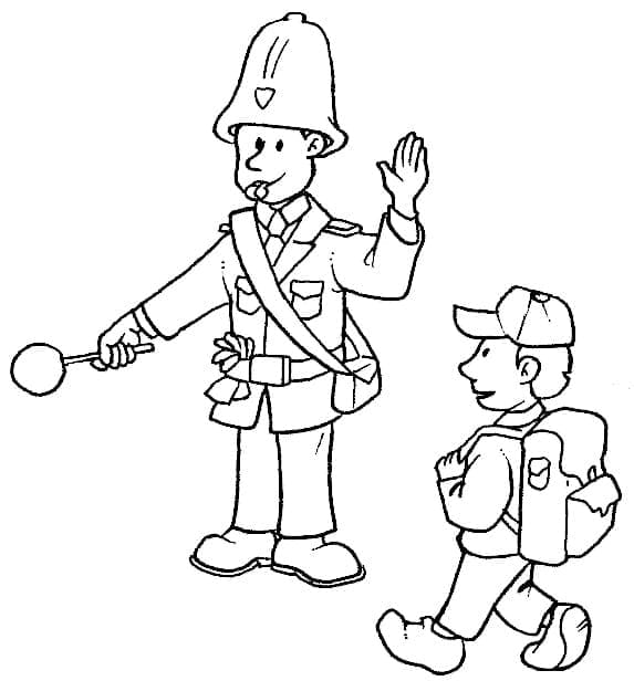 Policista a Malý Chlapec omalovánka