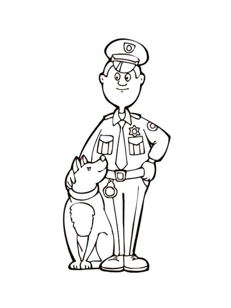 Policista a pes omalovánka