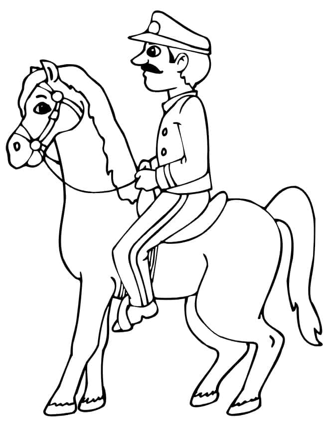 Policista je jezdecký kůň omalovánka