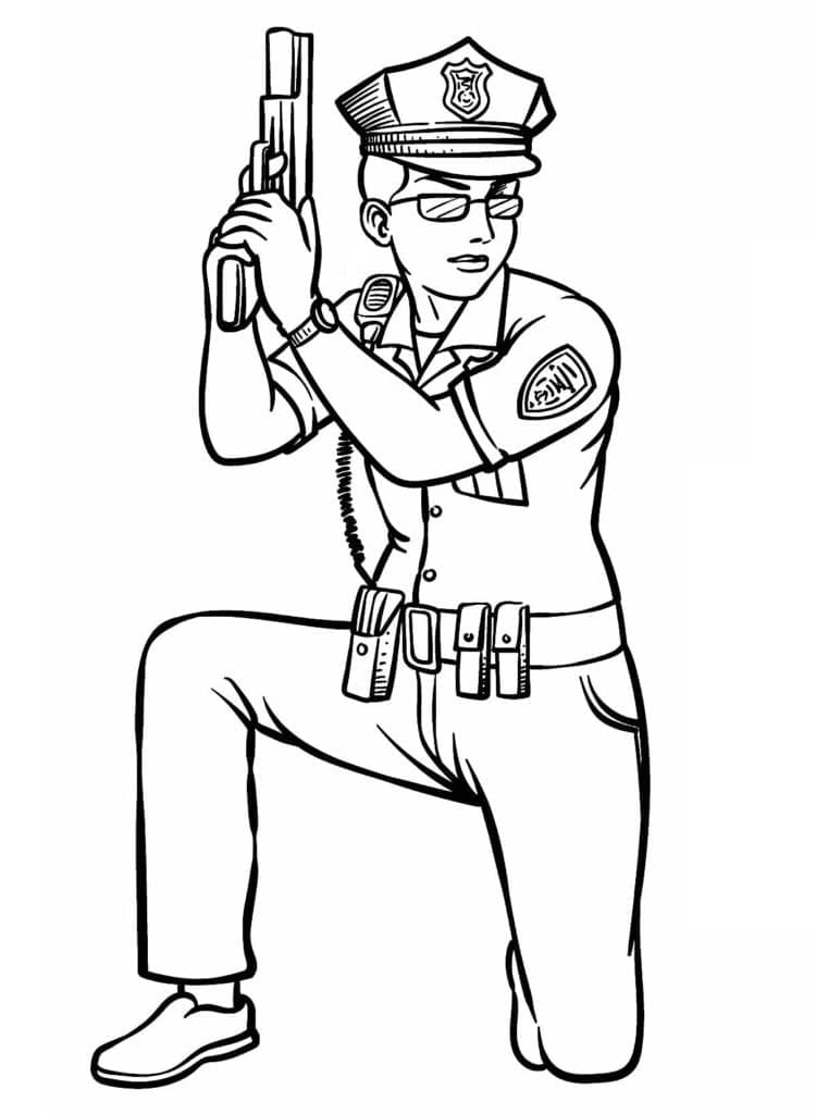 Policista Se Zbraní omalovánka