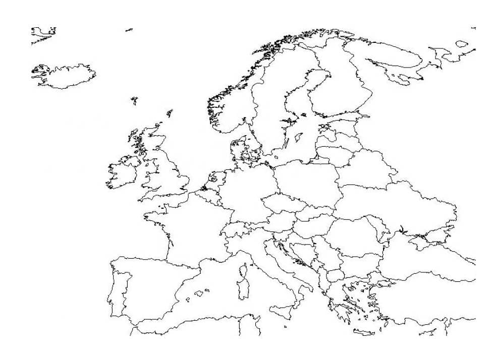 Prázdná Mapa Evropy HD omalovánka