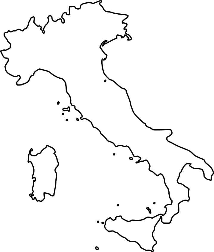 Prázdná mapa Itálie omalovánka