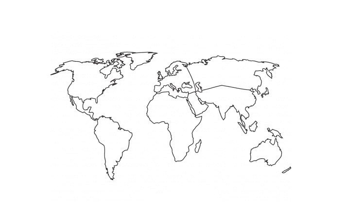 Prázdná mapa světa omalovánka