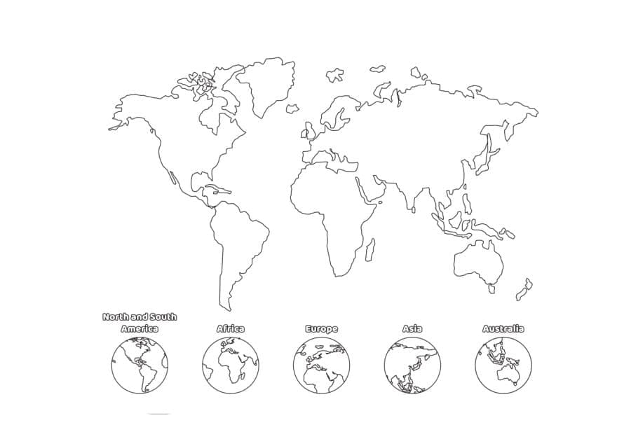 Prázdný Obrys Mapy Světa omalovánka