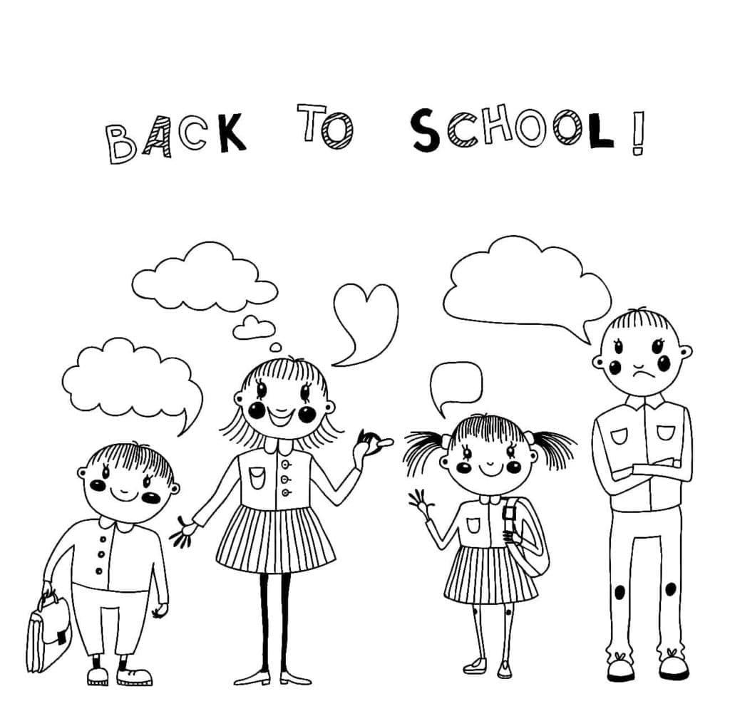 Omalovánka Roztomilé Děti Zpátky Do školy