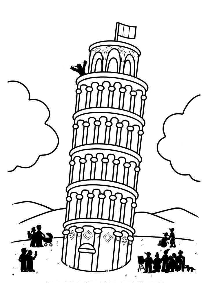 Šikmá věž v Pise v Itálii omalovánka