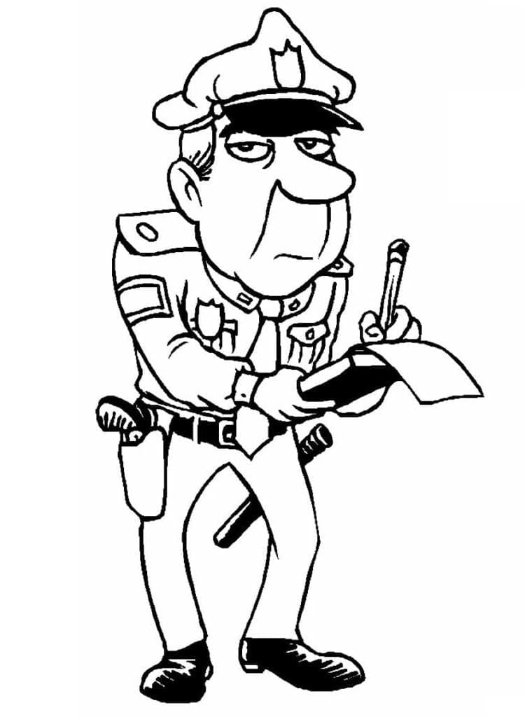 Starý policista omalovánka
