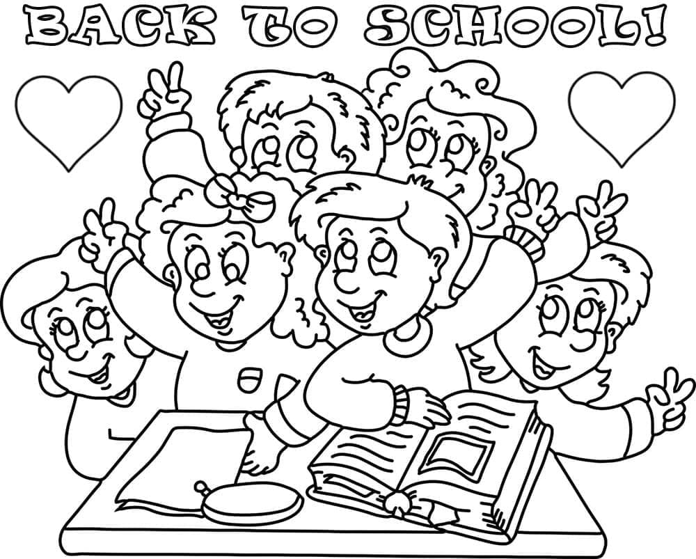 Šťastné děti zpět do školy zdarma omalovánka